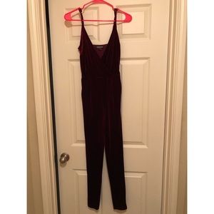 Wine Velvet Jumpsuit (WORN ONCE)